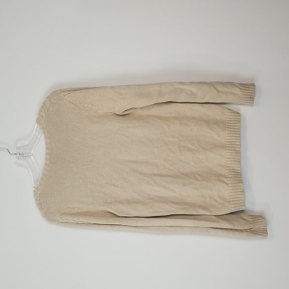 IZOD GOLF 100% Cotton Tan Chunky Cable Knit V-Neck Sweater - Picture 5 of 8